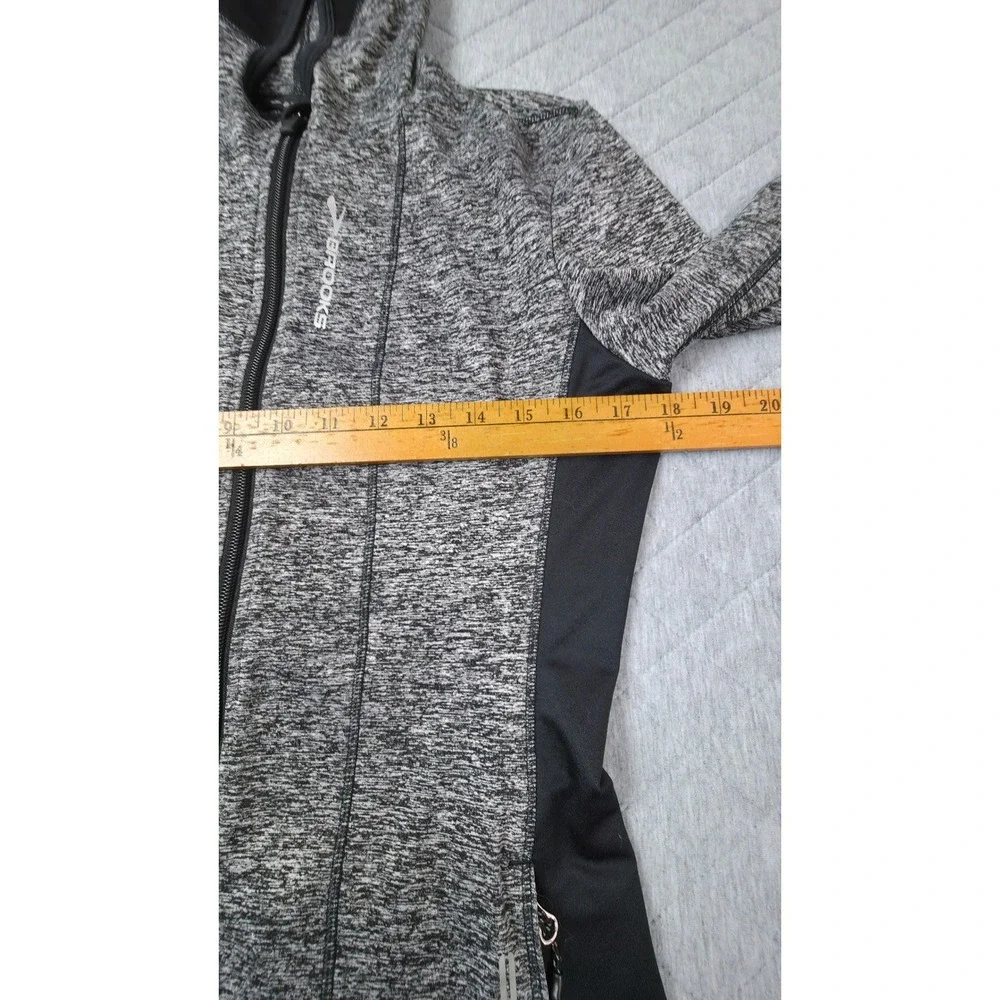 Brooks Full Zip Running Jacket Womens Grey Space Dye Thumbhole Reflective EX